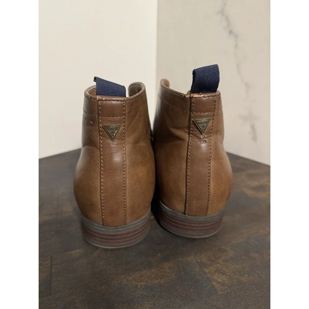 GUESS Men's Gmmorven Chukka Boots Brown Leather US 10 Ankle Casual Dress Shoes